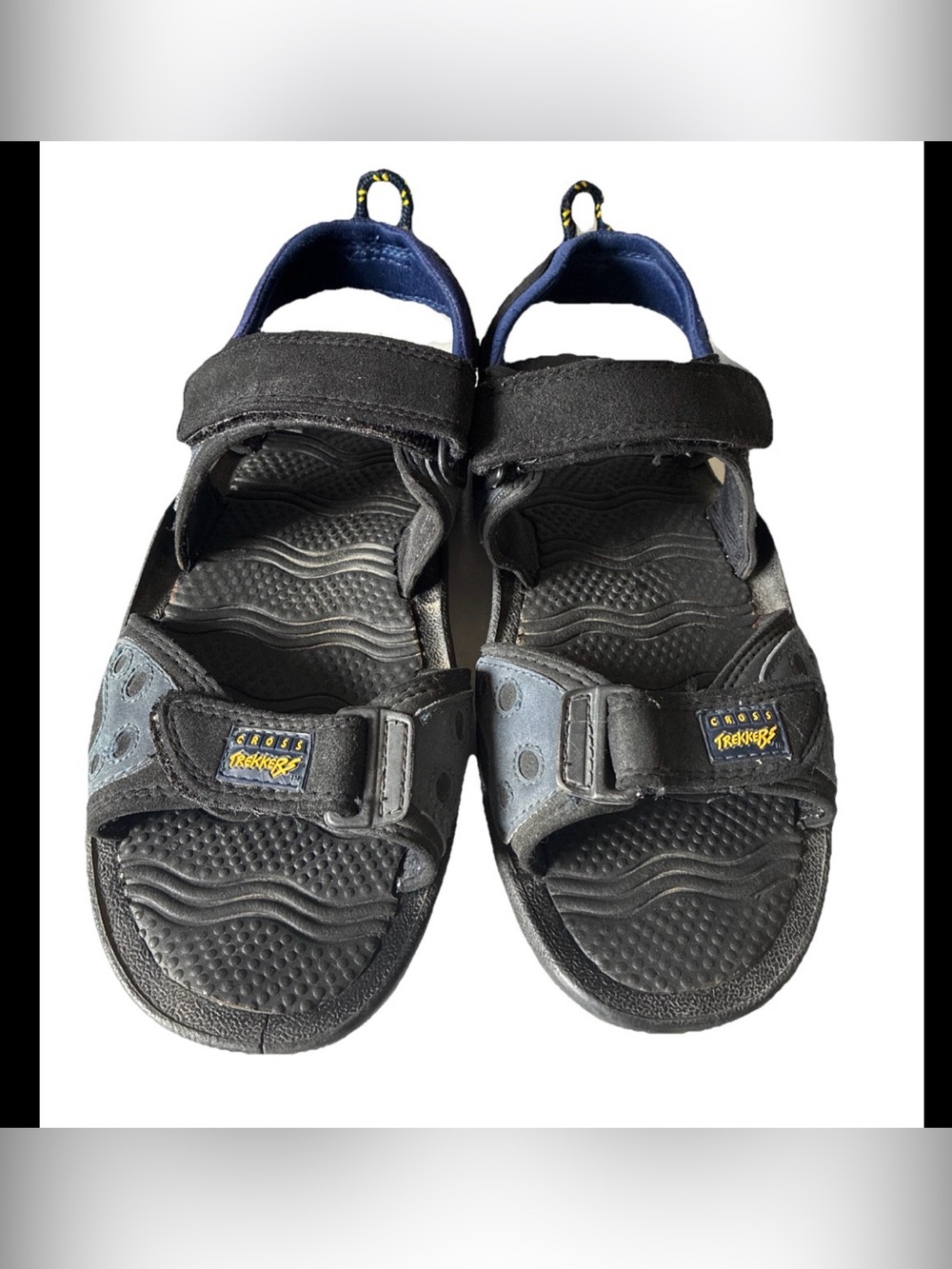 Cross Trekkers-Men’s Sandals Black Synthetic Sport Velcro Slingback Hiking Sz 11